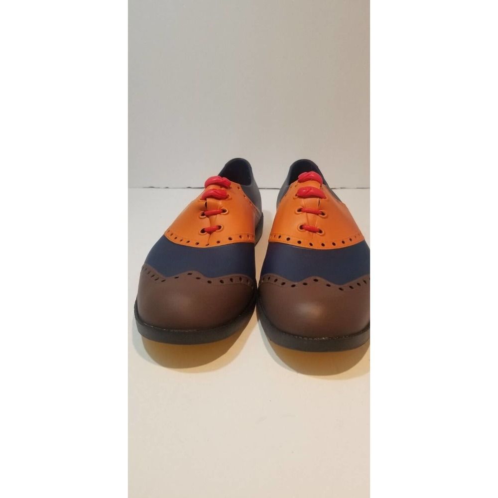 BIION Saddles Spikeless Golf Shoes Orange/blue/brown Men Medium sz 8 / Women 10